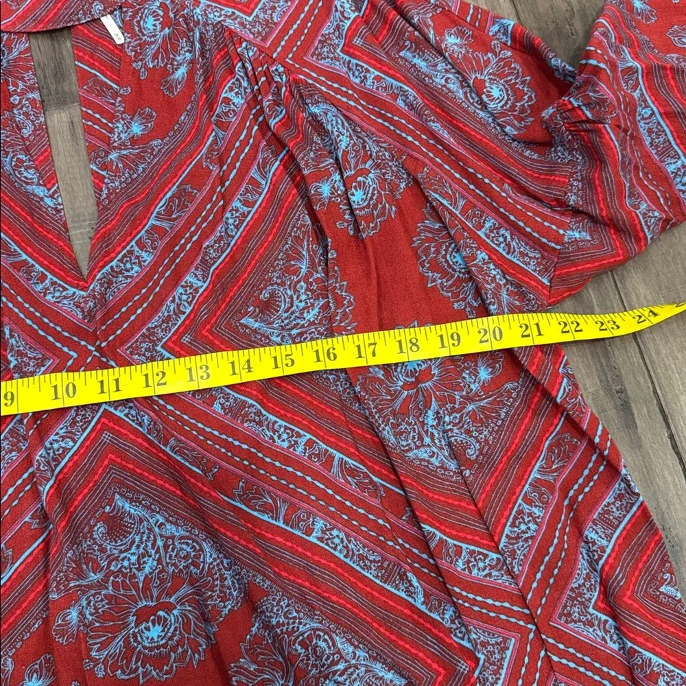 Free People Walking On A Dream Tunic in a red‎ and blue tribal pattern